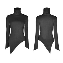PUNK RAVE OPM-123 High Collar Irregular Hem Pullover Sweater women black warm sweater